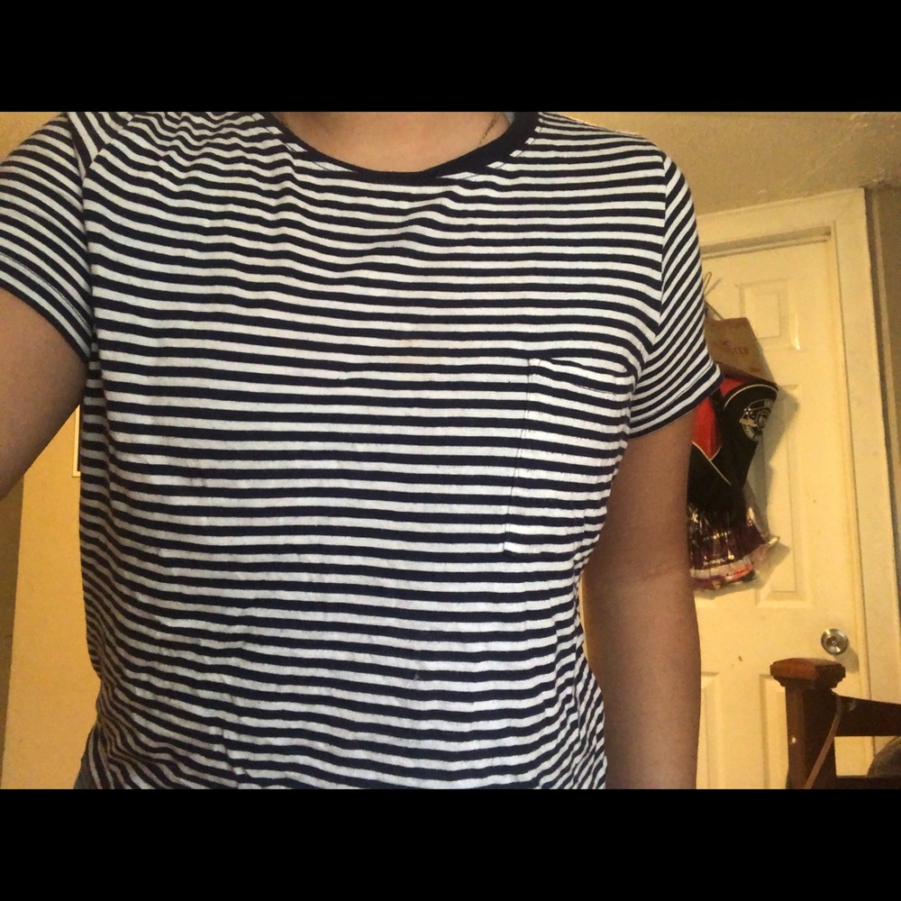 striped dark blue and white shirt